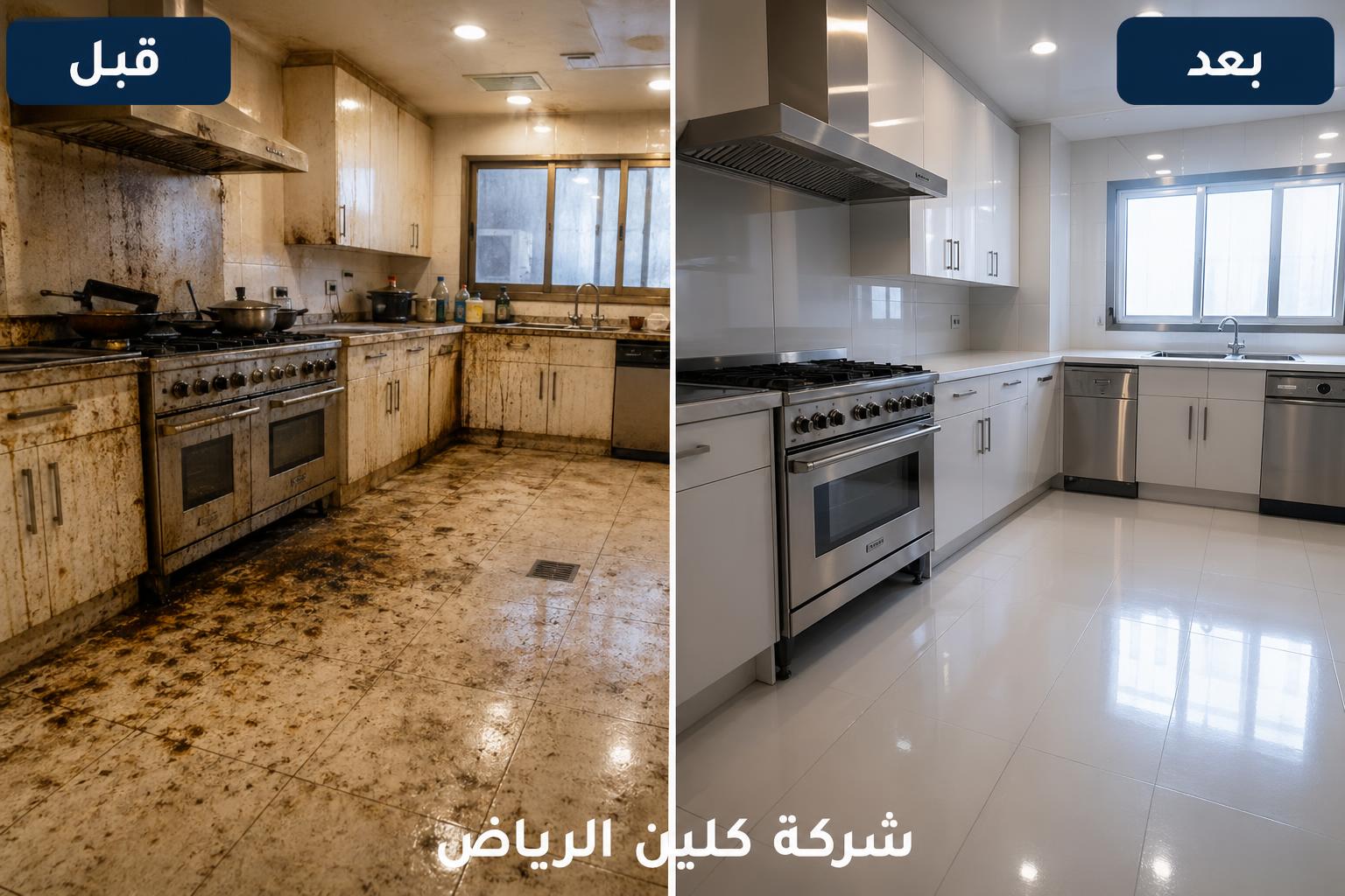 قبل وبعد تنظيف المطبخ - شركة كلين الرياض