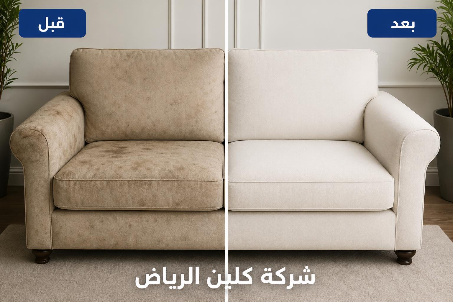 قبل وبعد تنظيف الكنب - شركة كلين الرياض